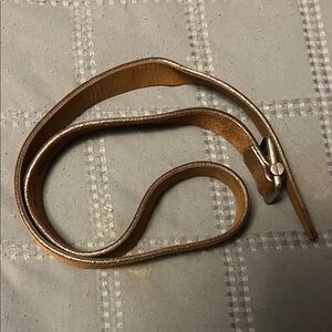 Duluth Trading Co Tan Leather Belt with Silver Buckle